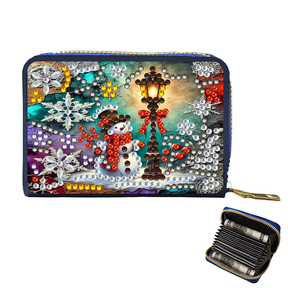 DIY Diamond Art Diamond Dot Card Pack 5D Diamond Painting Coin Pouch (Snowman) Christmas