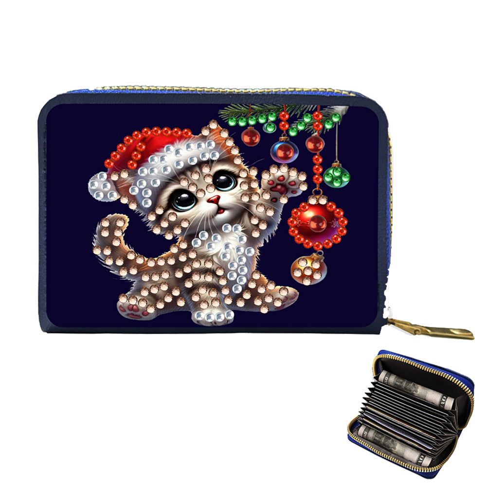 DIY Diamond Art Diamond Dot Card Pack 5D Diamond Painting Coin Pouch Gift (Cat) Christmas