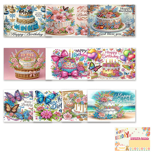 10pcs DIY Diamond Painting Crystal Scratch Card Party Event Gift Card (Birthday)