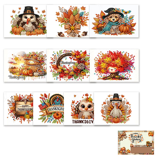 10pcs DIY Diamond Painting Crystal Scratch Card Party Gift Card (Thanksgiving)