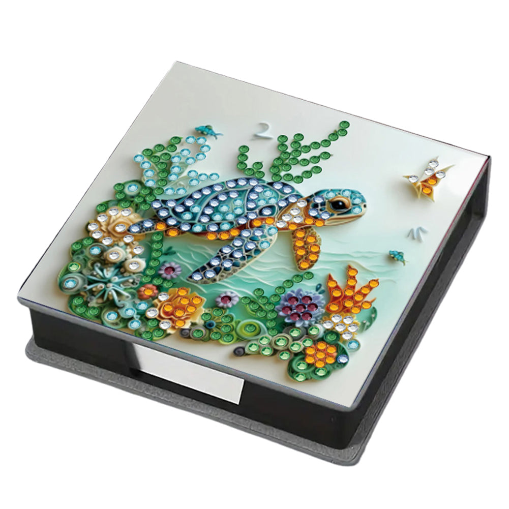 5D DIY Leather Diamond Painting Memo Pad Holder with 160 Sheets Paper (Turtle)