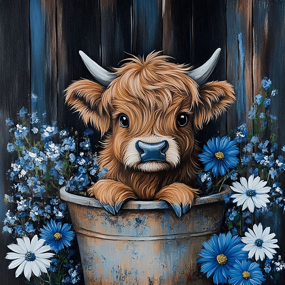 Diamond Painting - Full Round - Yak In Iron Bucket (30*30CM)