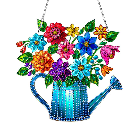 2D Flat DIY Diamond Art Pendant Window Hanging Art for Home Wall Decor (Vase 2)