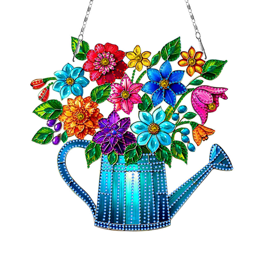 2D Flat DIY Diamond Art Pendant Window Hanging Art for Home Wall Decor (Vase 2)