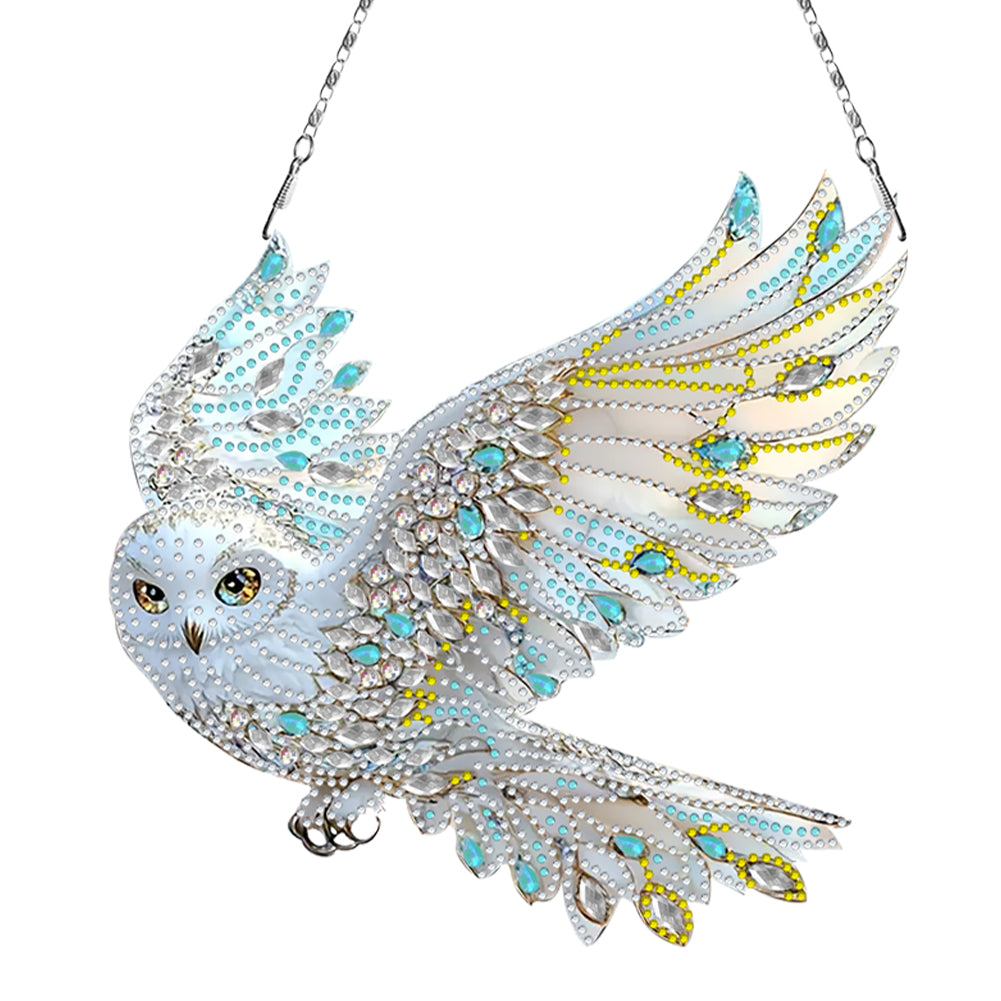2D Flat DIY Diamond Art Pendant Window Hanging Art for Home Wall Decor (Owl)