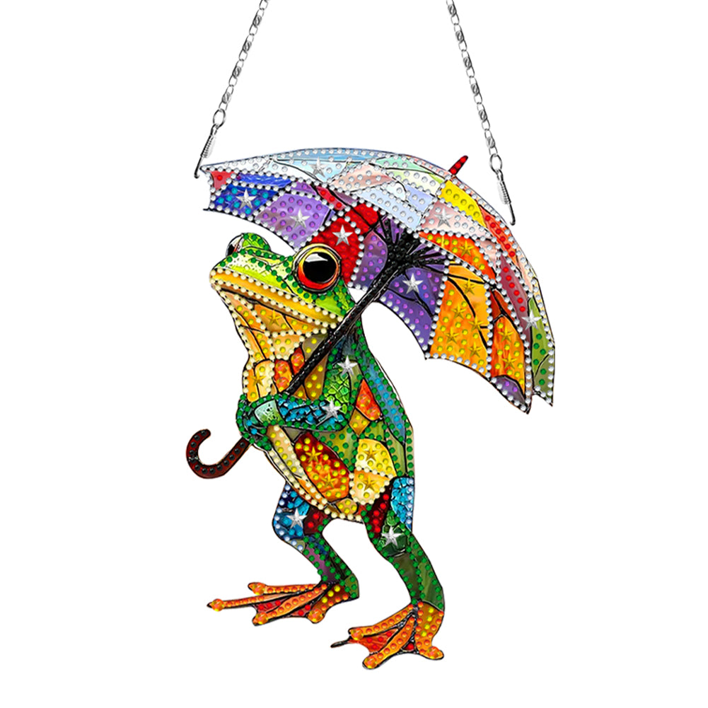2D Flat DIY Diamond Art Pendant Window Hanging Art for Home Wall Decor (Frog 1)