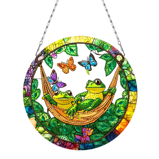 2D Flat DIY Diamond Art Pendant Window Hanging Art for Home Wall Decor (Frog 2)