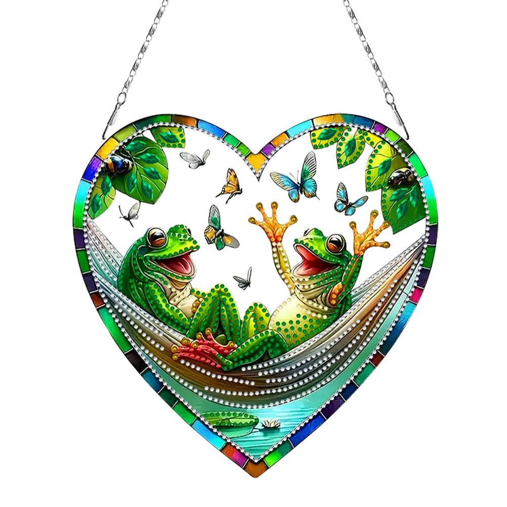 2D Flat DIY Diamond Art Pendant Window Hanging Art for Home Wall Decor (Frog 3)