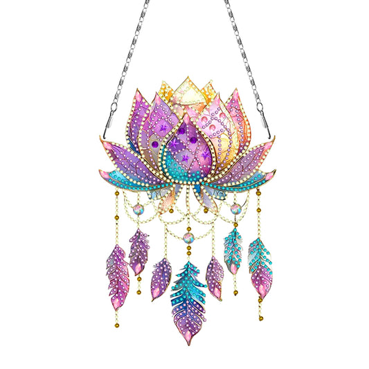 2D Flat DIY Diamond Art Pendant Window Hanging Art for Home Wall Decor (Lotus)
