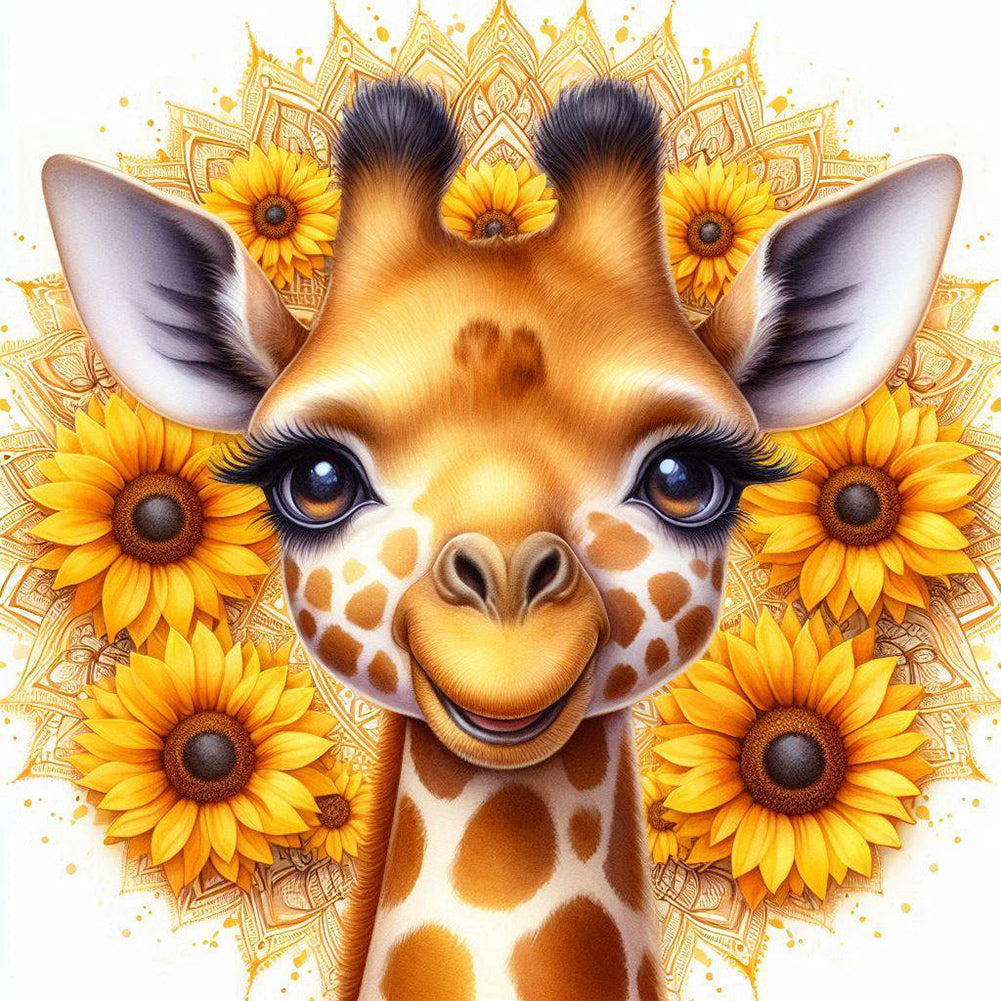 Diamond Painting - Full Round - Sunflower Giraffe (30*30CM)