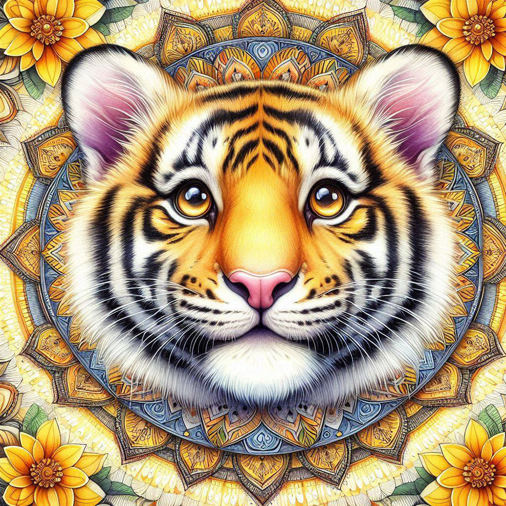 Diamond Painting - Full Round - Mandala Tiger (30*30CM)