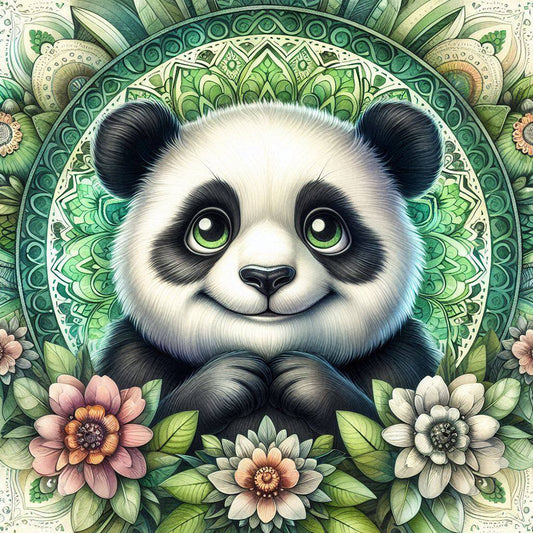 Diamond Painting - Full Round - Mandala Panda (30*30CM)