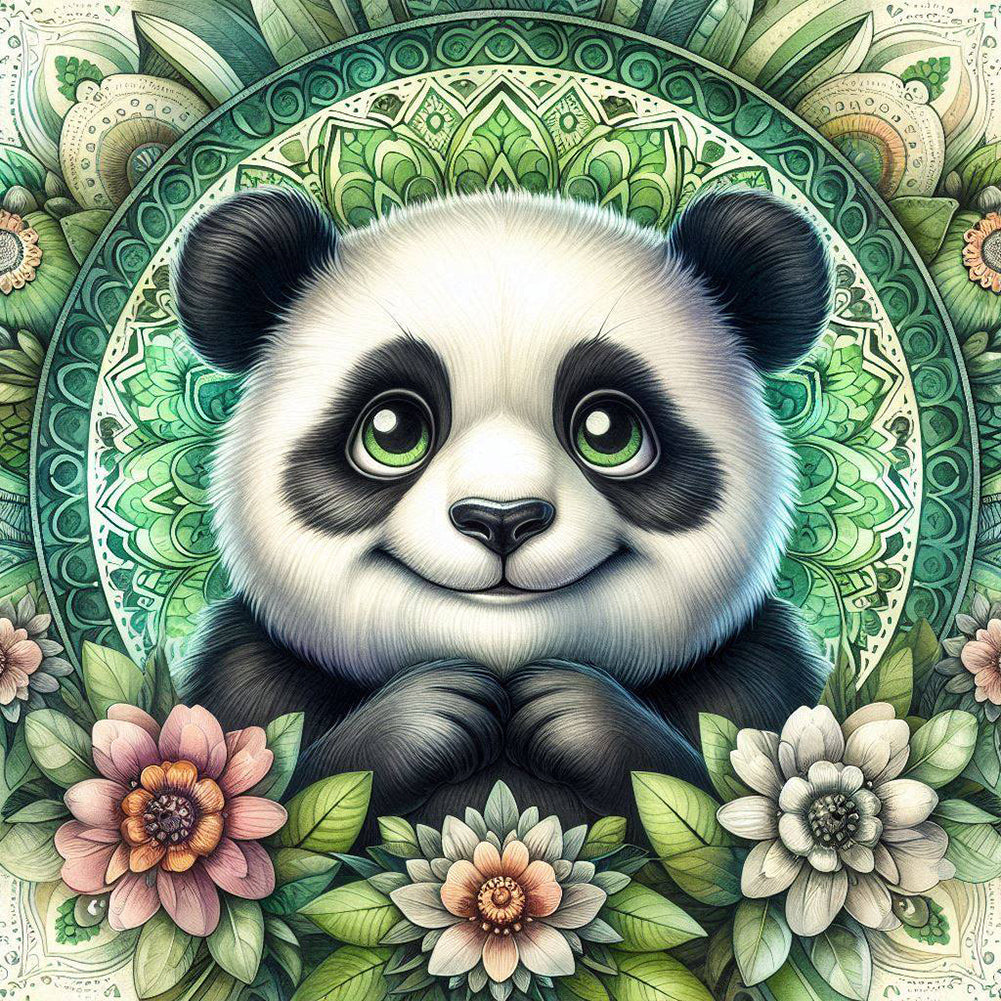Diamond Painting - Full Round - Mandala Panda (30*30CM)