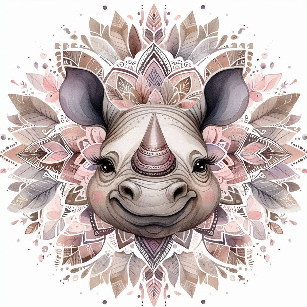 Diamond Painting - Full Round - Mandala Rhino (30*30CM)