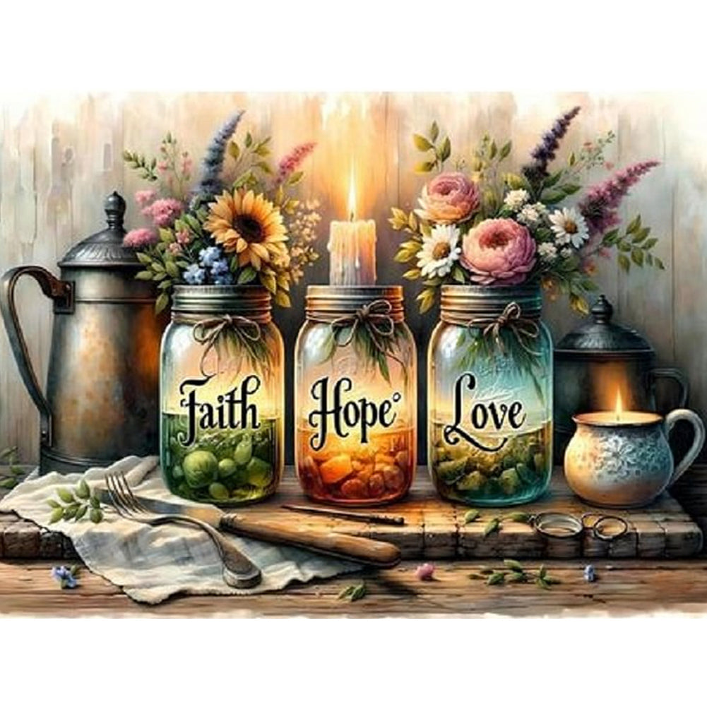 Diamond Painting - Full Round - Faith, Hope, Love (40*30CM)