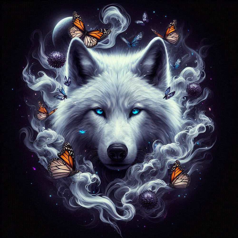 Diamond Painting - Full Round - Butterfly, Wolf (30*30CM)