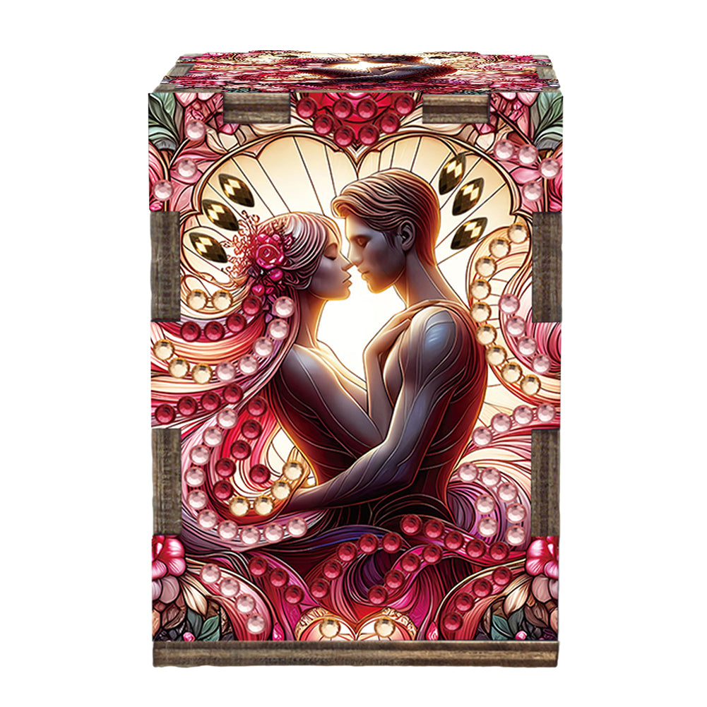5D DIY Diamond Art Handmade Toothpick Holder Rhinestone Toothpick Box (Kiss)