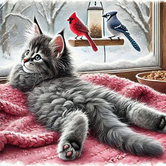 Diamond Painting - Full Round - Window Sill Cat (40*40CM)