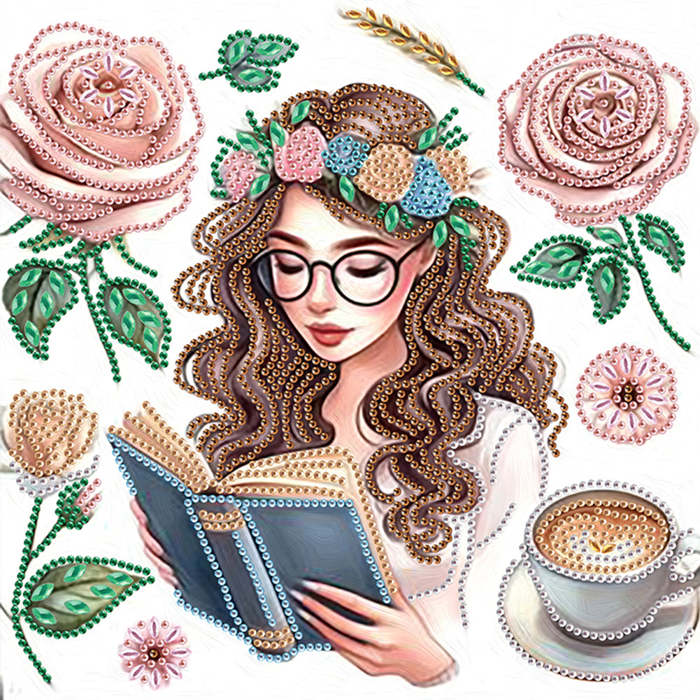 Diamond Painting - Partial Special Shaped - Reading Girl (30*30CM)