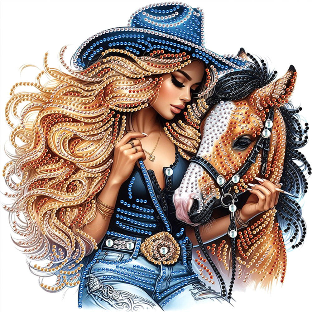 Diamond Painting - Partial Special Shaped - Cowboy Girl (30*30CM)