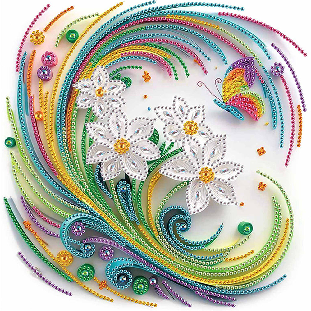 Diamond Painting - Partial Special Shaped - Quilling Frangipani (30*30CM)