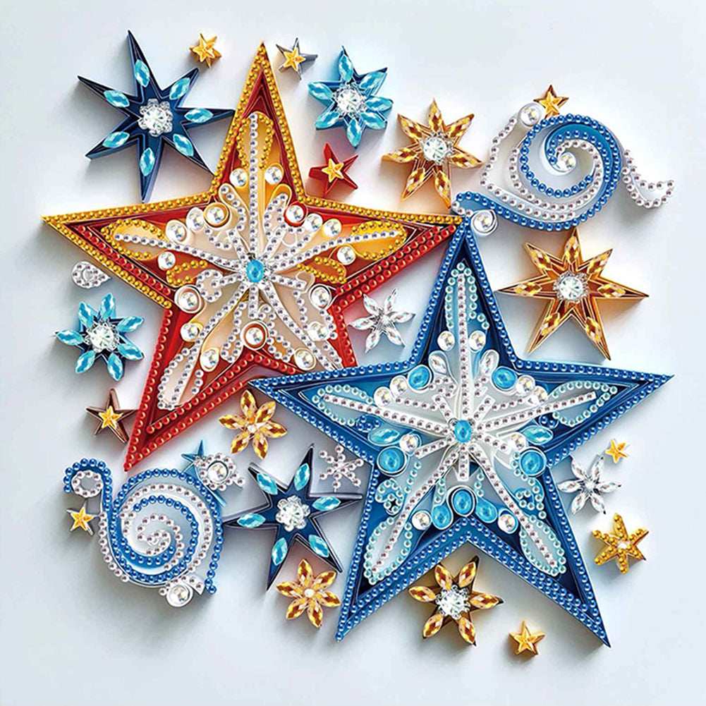 Diamond Painting - Partial Special Shaped - Quilling Five-Pointed Star (30*30CM)