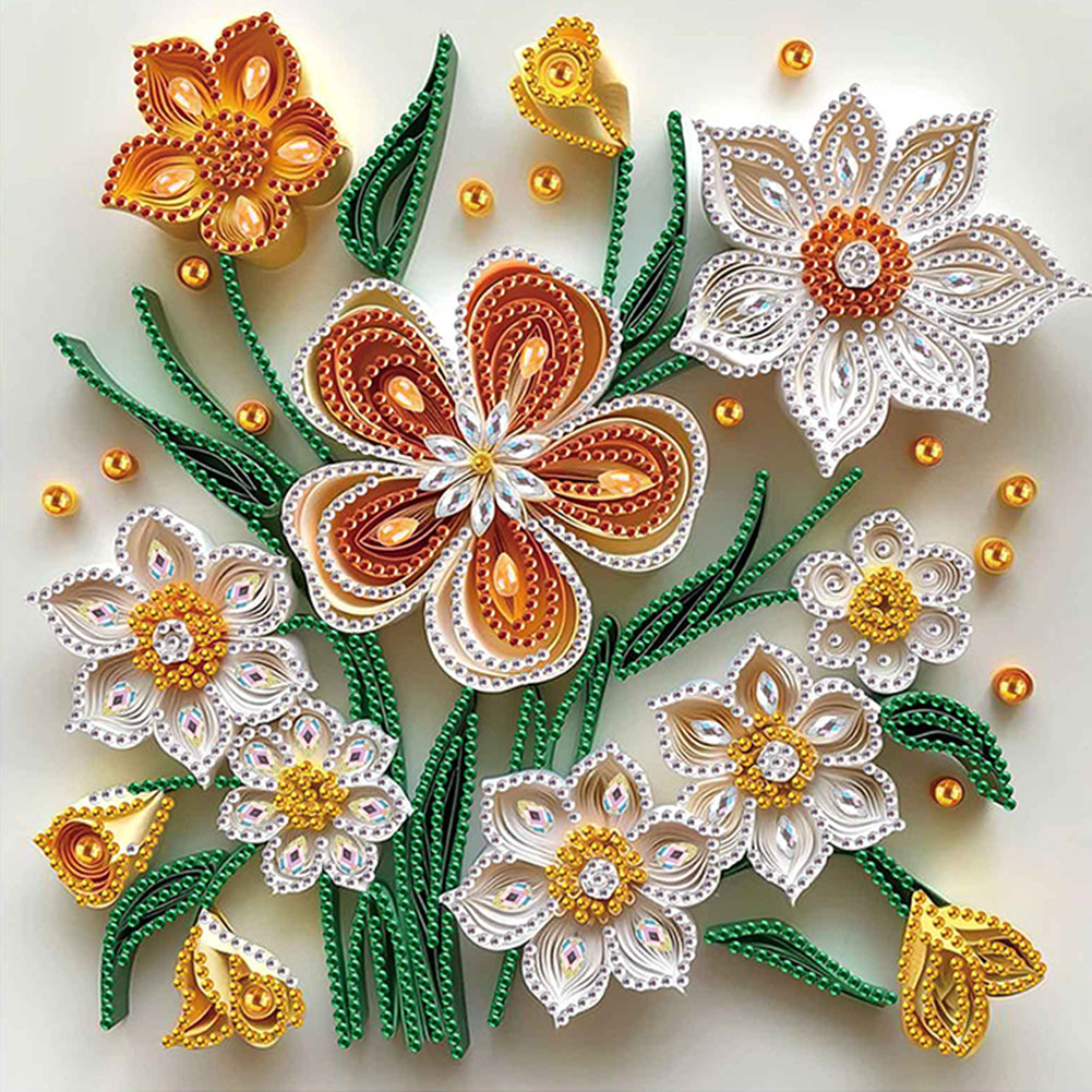 Diamond Painting - Partial Special Shaped - Quilling Flowers And Plants (30*30CM)
