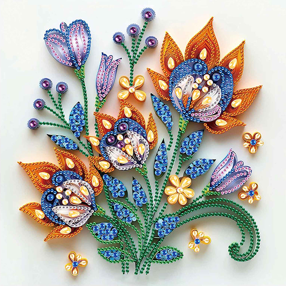 Diamond Painting - Partial Special Shaped - Quilling Flowers And Plants (30*30CM)