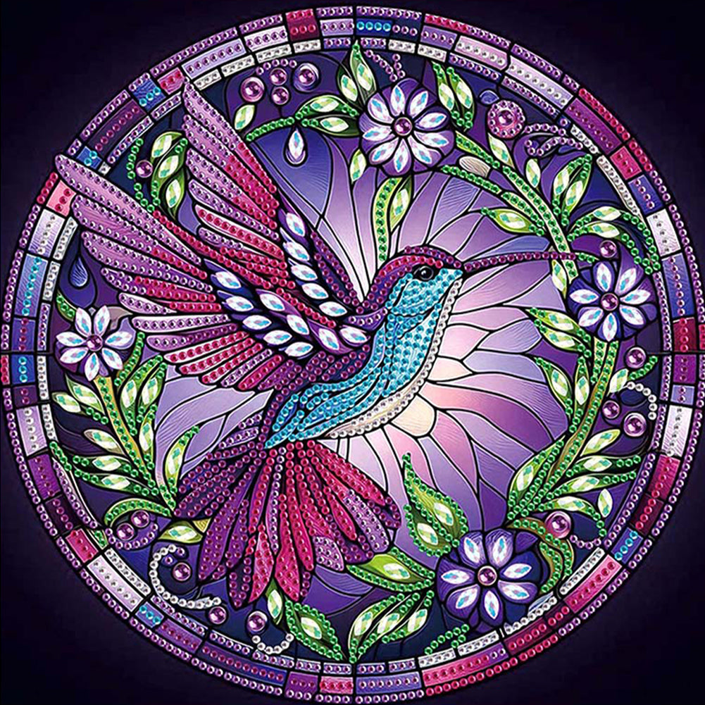 Diamond Painting - Partial Special Shaped - Purple Hummingbird (30*30CM)