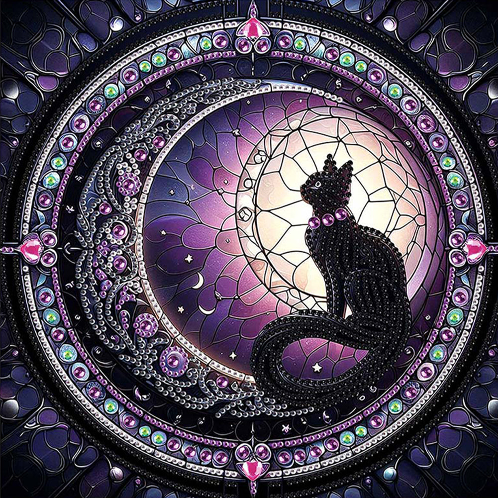 Diamond Painting - Partial Special Shaped - Black Cat (30*30CM)