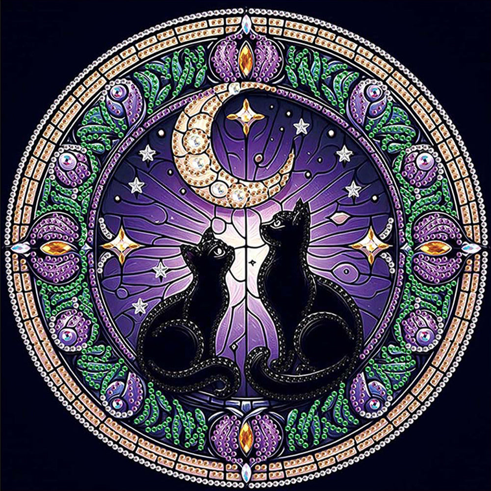 Diamond Painting - Partial Special Shaped - Black Cat (30*30CM)
