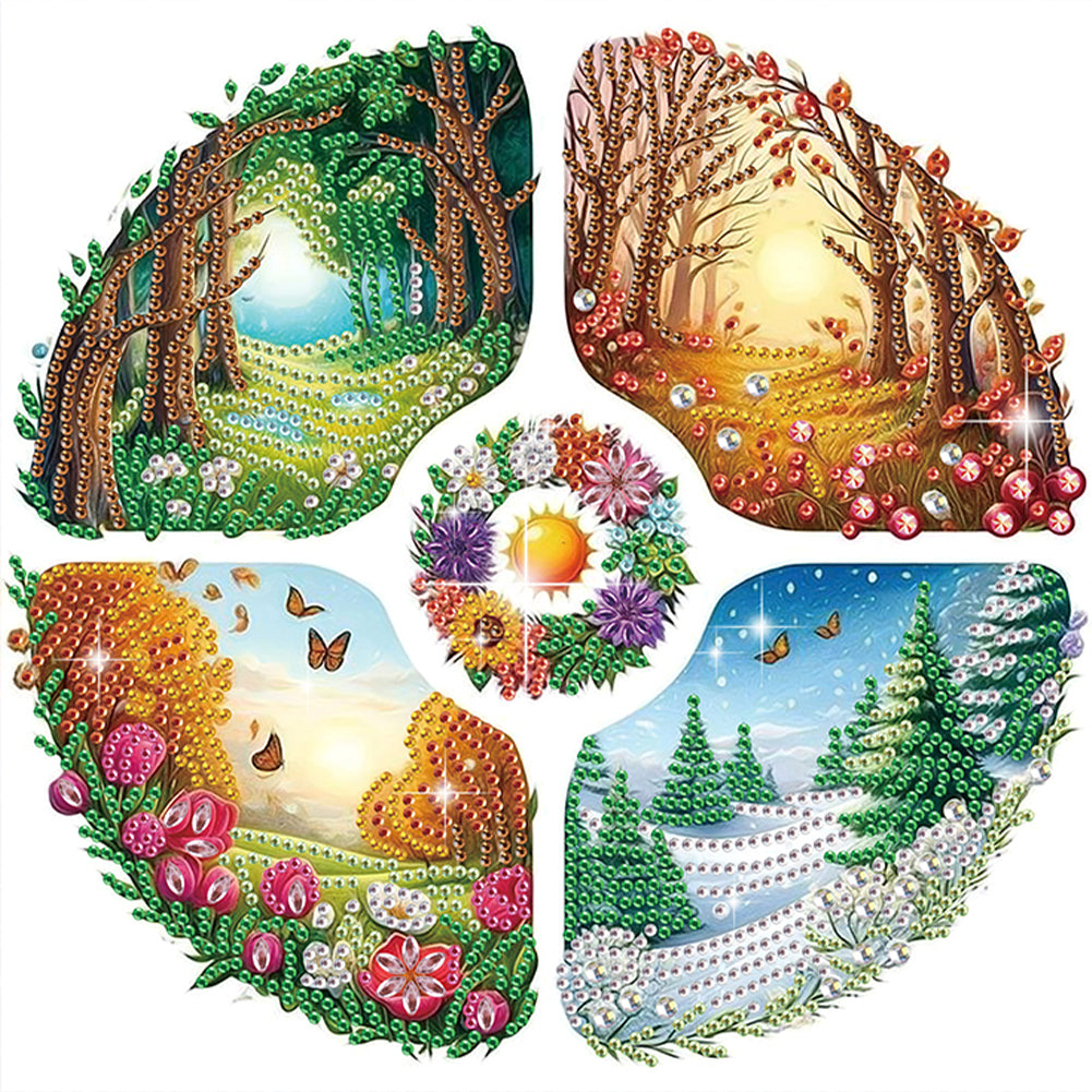 Diamond Painting - Partial Special Shaped - Four Seasons Forest (30*30CM)