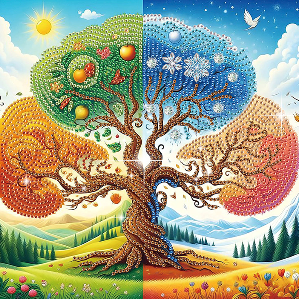 Diamond Painting - Partial Special Shaped - Four Seasons Forest (30*30CM)