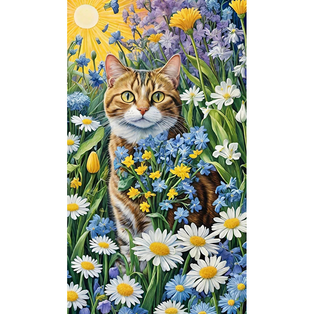 Diamond Painting - Full Round - Cat And Flower (40*70CM)