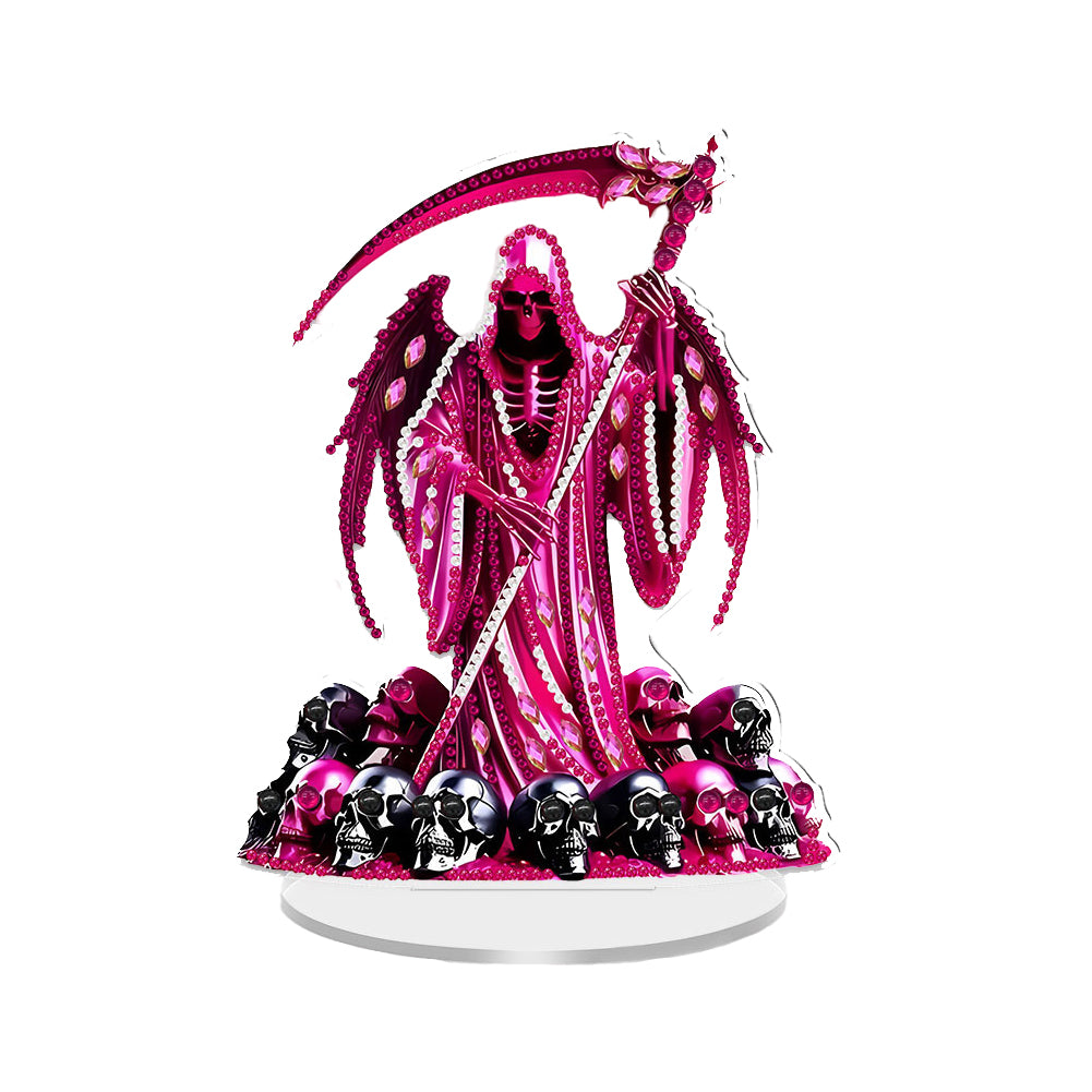2D Flat Print Halloween DIY Desktop Diamond Art Kits Single Drill (Grim Reaper)