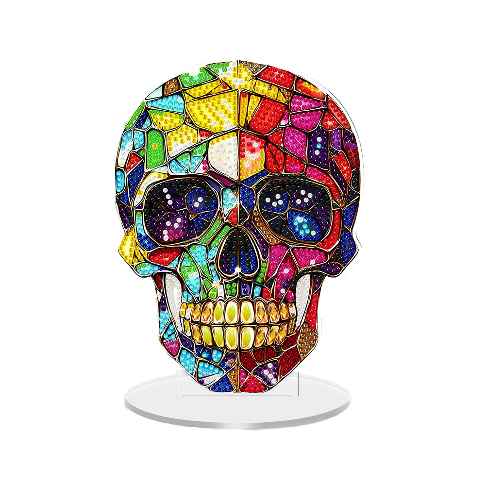 2D Flat Halloween DIY Diamond Painting Desktop Ornaments Kit for Decor (Skull)
