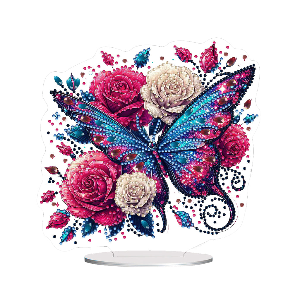 2D Flat Print Halloween DIY Desktop Diamond Art Kit Single Drill (Purple Flower)