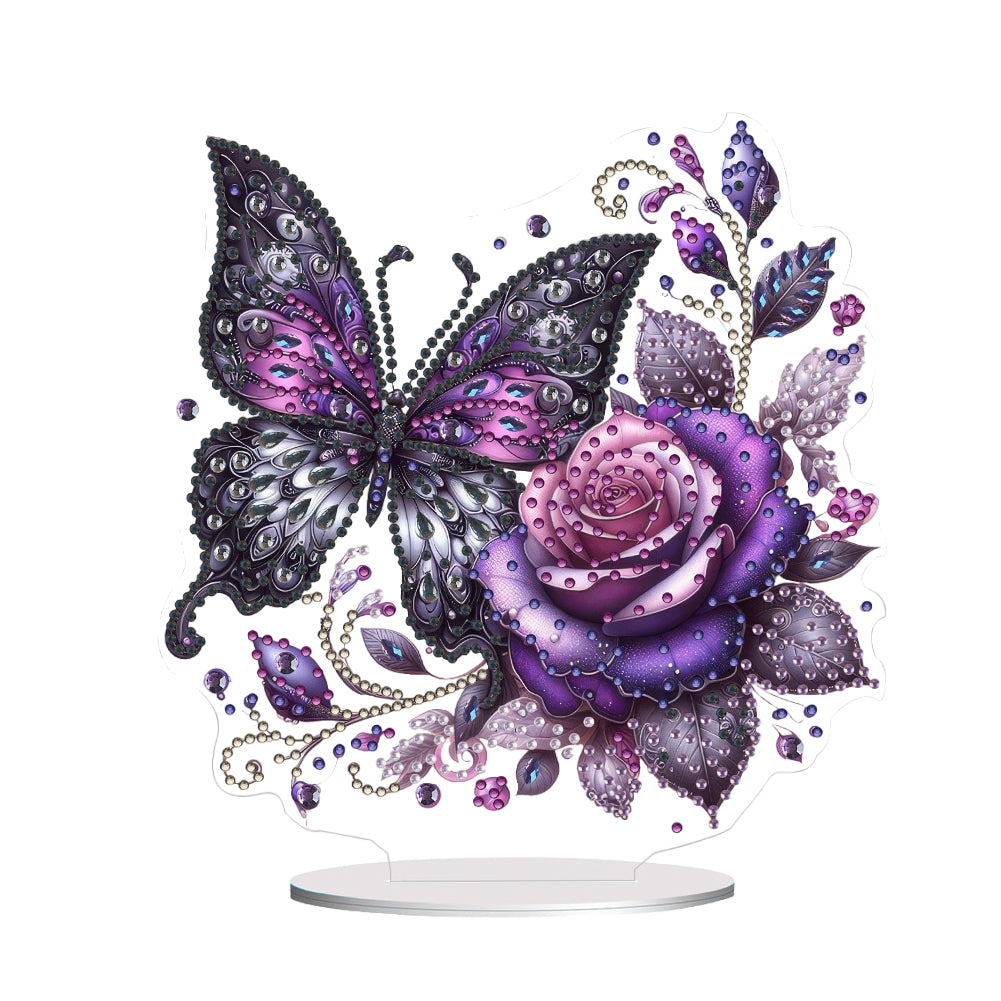 2D Flat Print Halloween DIY Desktop Diamond Art Single Drill (Purple Butterfly)