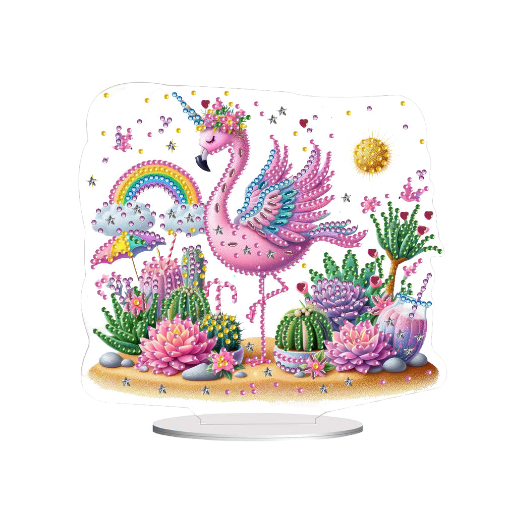 2D Flat Print Halloween DIY Desktop Diamond Art Kits Single Drill (Flamingo)