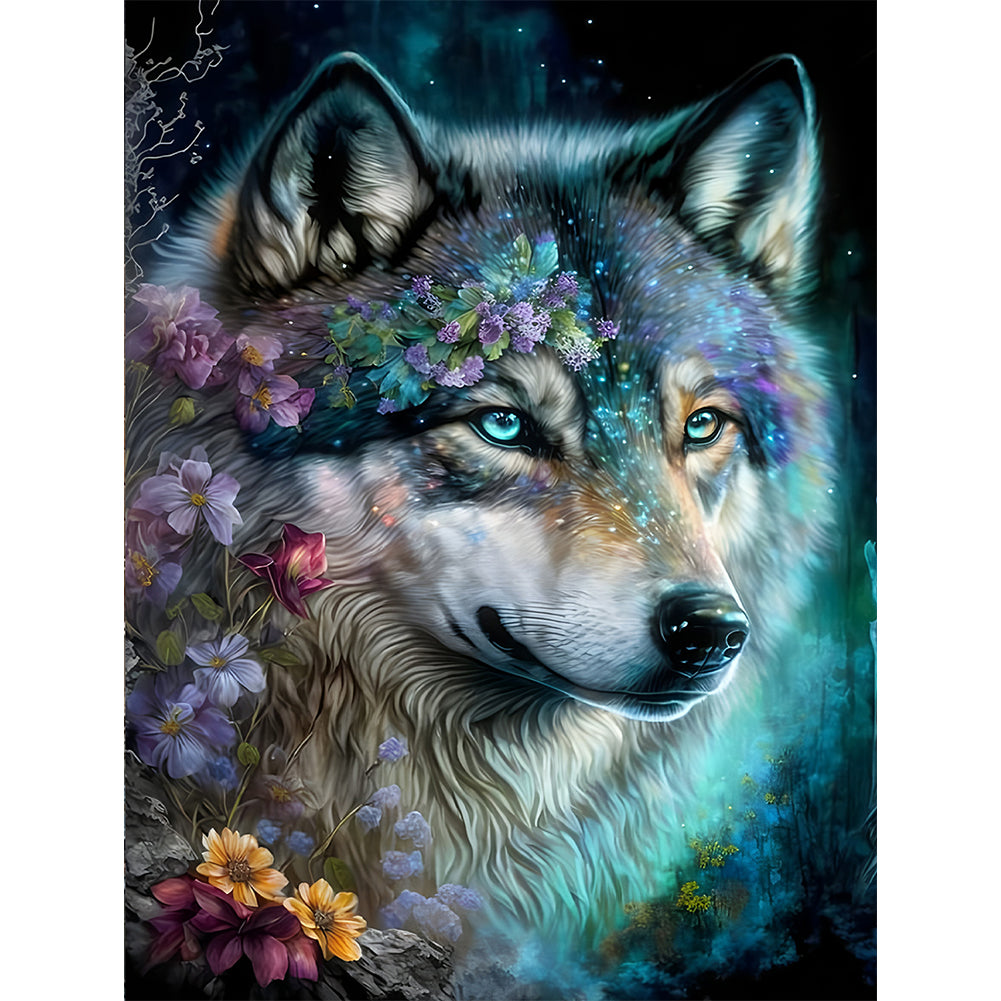 Diamond Painting - Full Round - Flower Wolf (30*40CM)