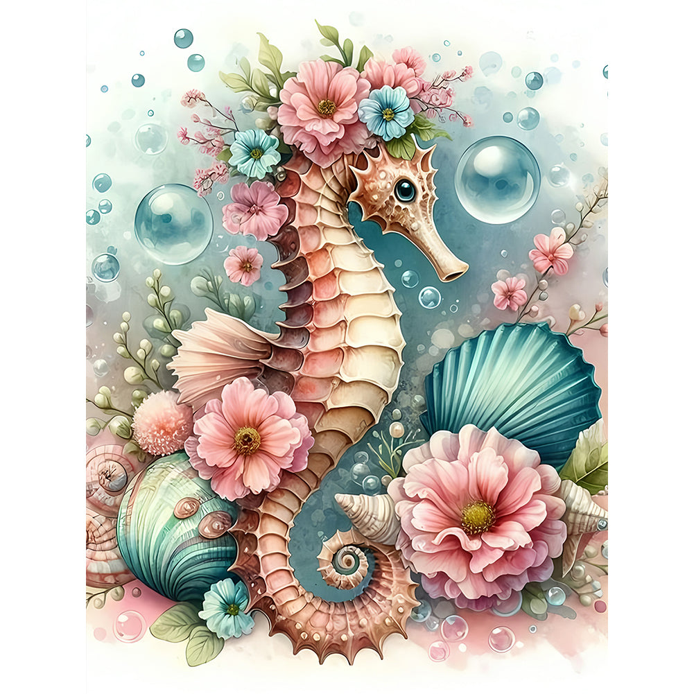 Diamond Painting - Full Round - Flower Seahorse (30*40CM)