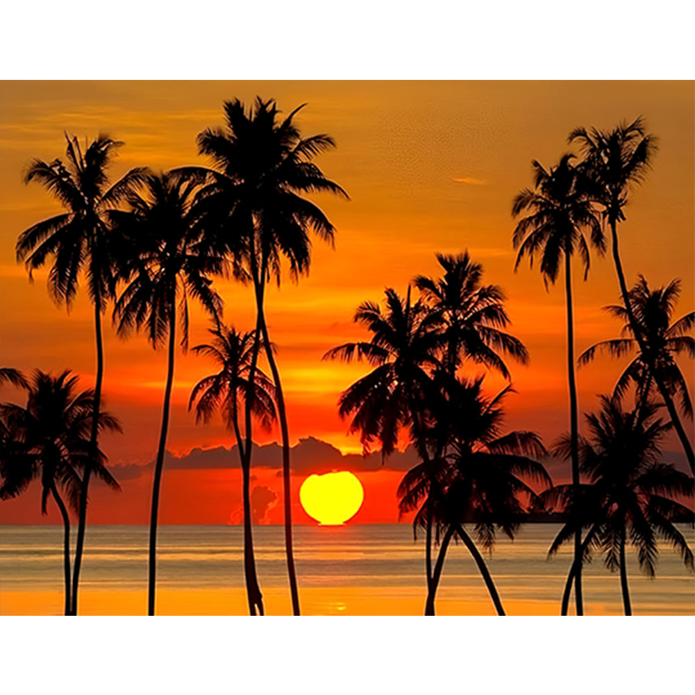 Diamond Painting - Full Round - Coconut Tree By The Sea (40*30CM)