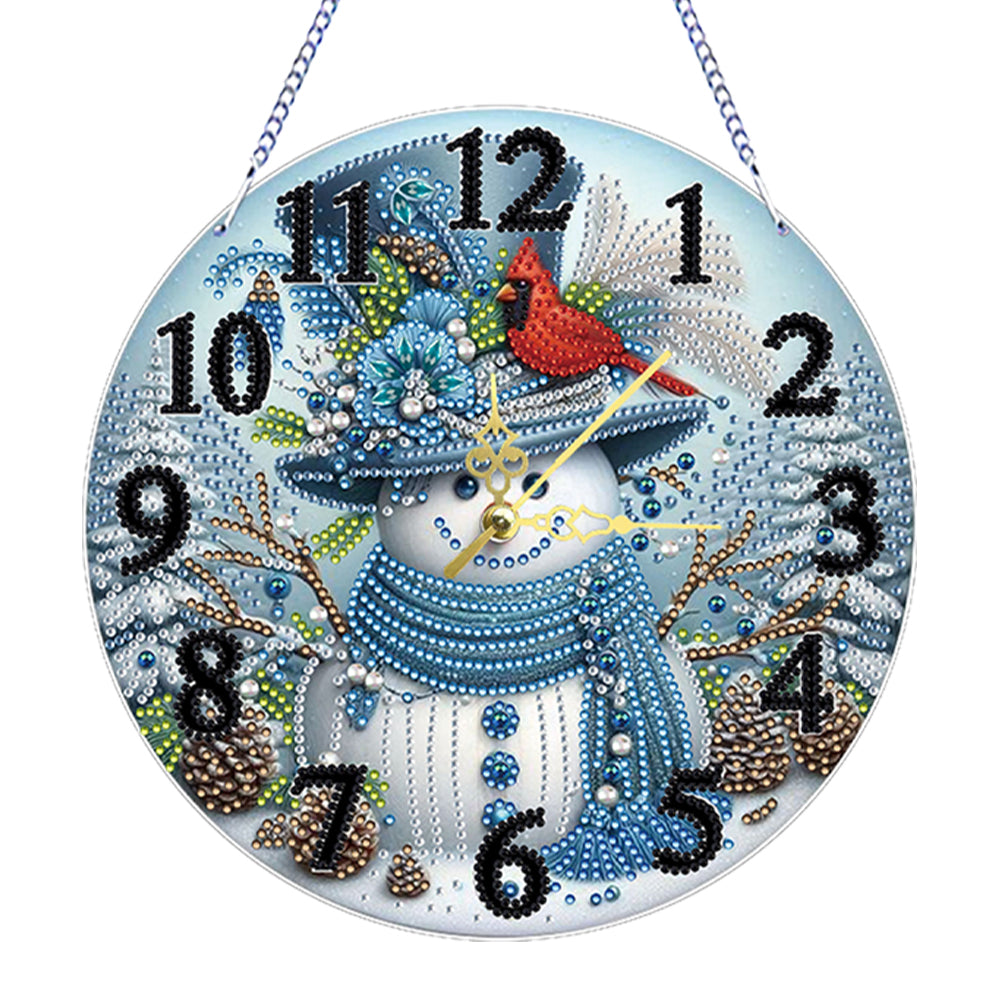 2D Flat DIY Xmas Diamond Painting Ornament with Clock Function Creative Craft Christmas