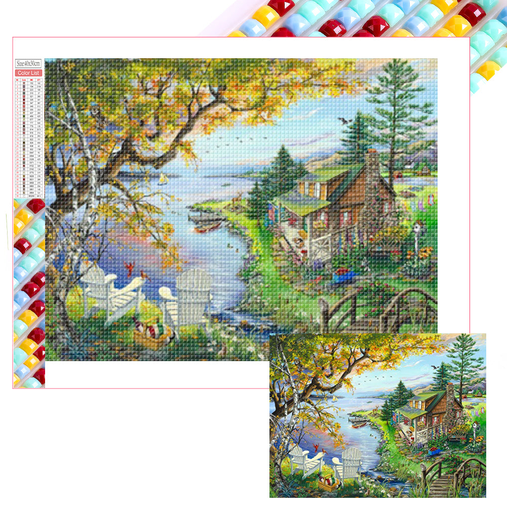 Diamond Painting - Full Square - House By The Sea (40*30CM)