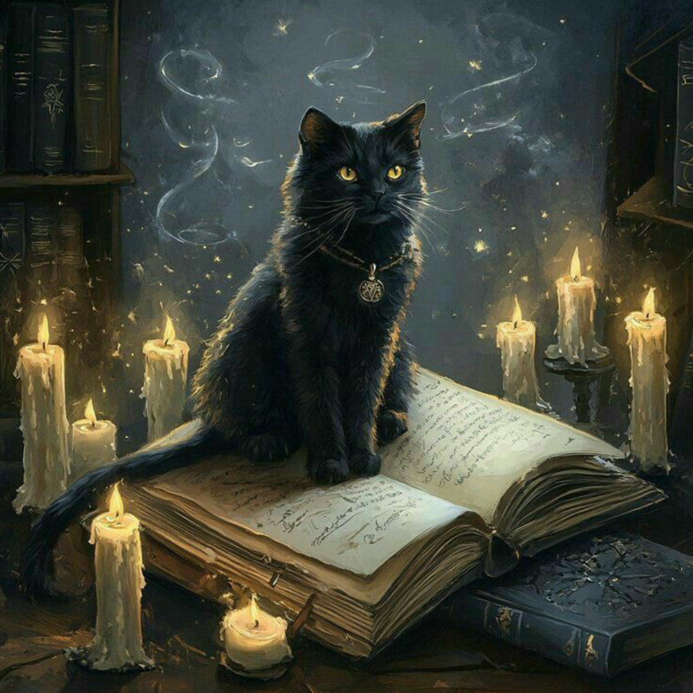 Diamond Painting - Full Round - Cat On The Book (40*40CM)