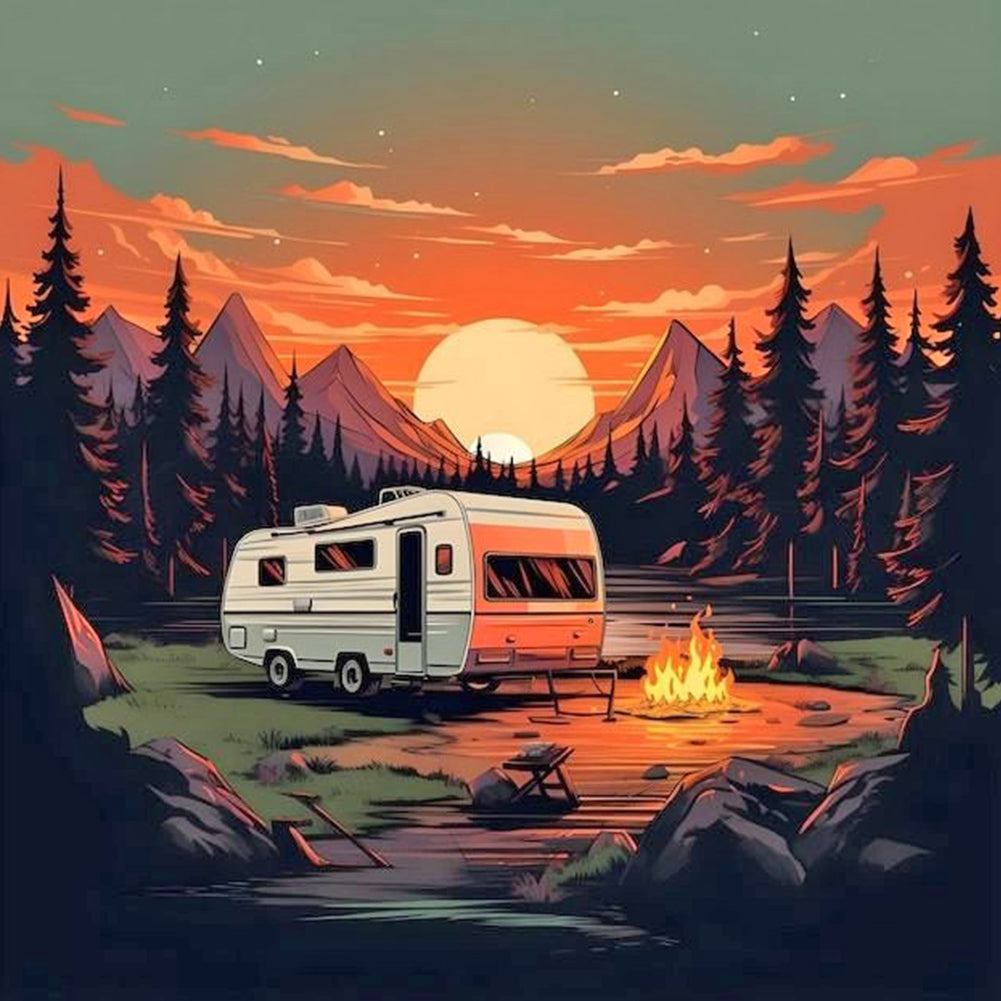 Diamond Painting - Full Round - Camping Car (30*30CM)