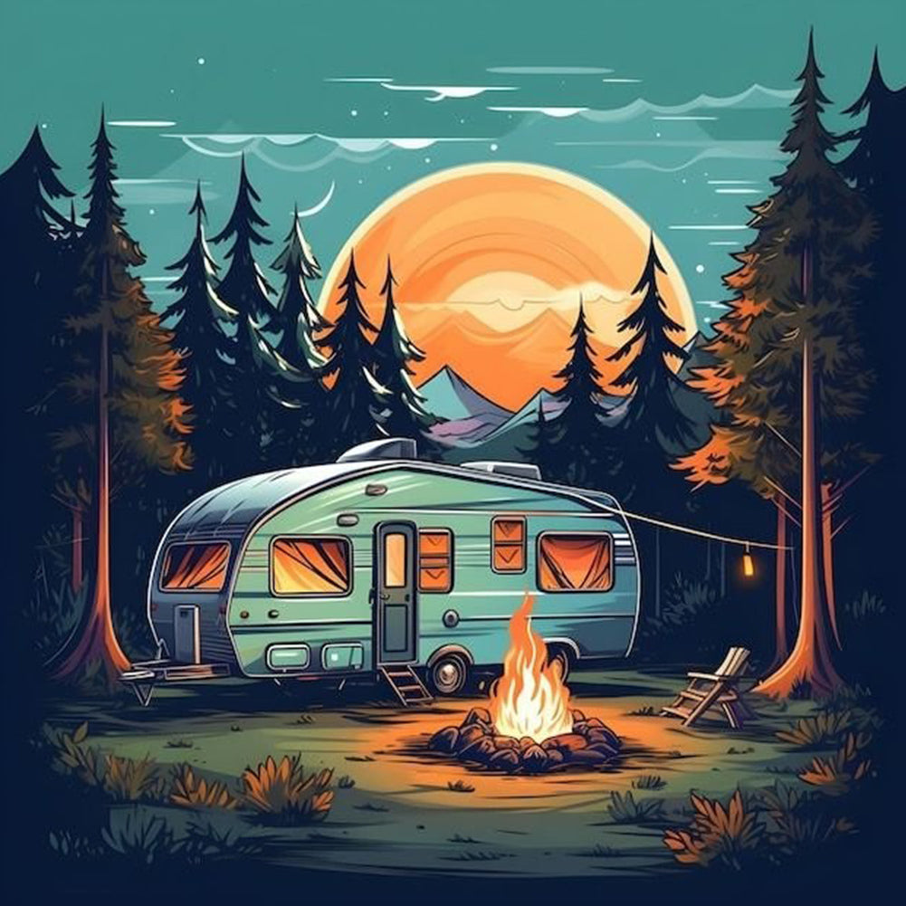 Diamond Painting - Full Round - Camping Car (30*30CM)