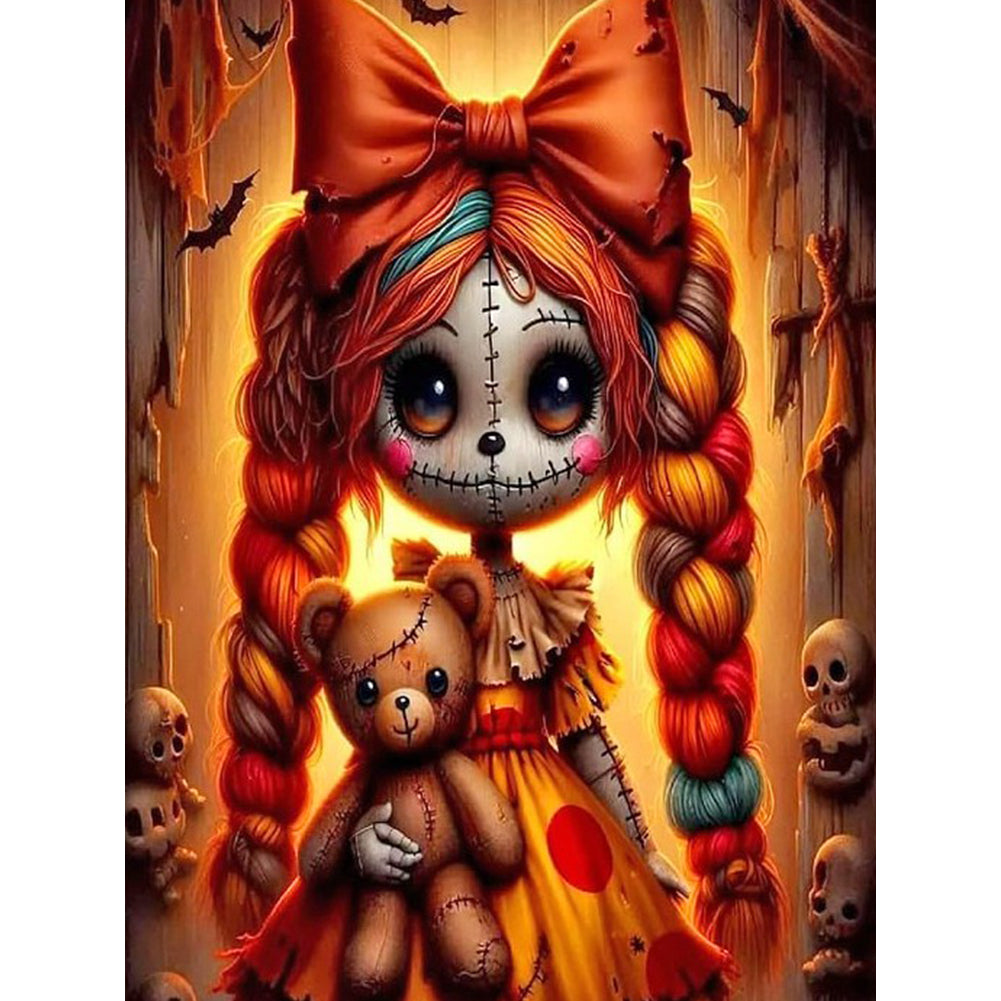 Diamond Painting - Full Round - Girl With Ghost Face (30*40CM)