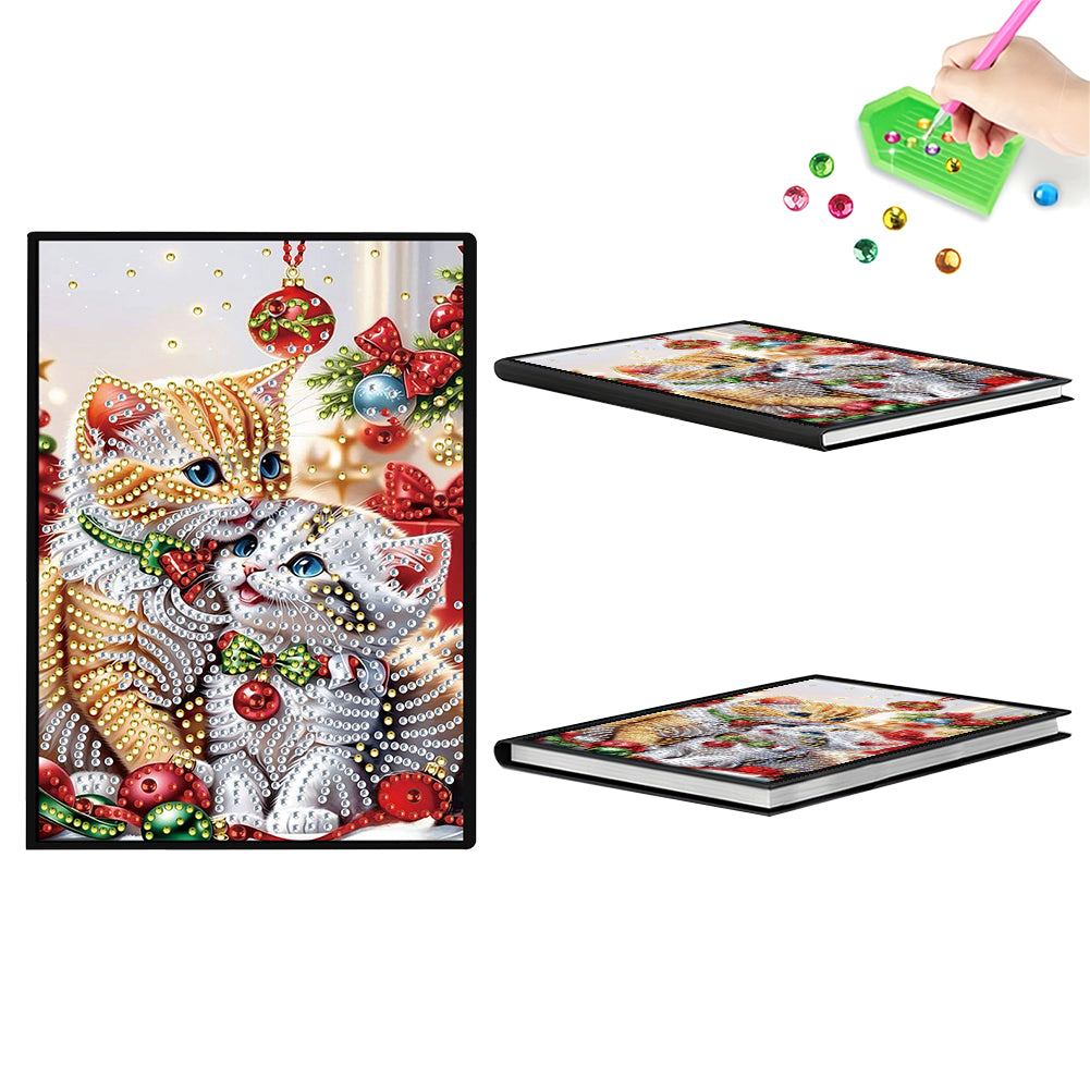 50-Page A5 Christmas Cat Diamond Painting Notebook for Adult Holiday Gift