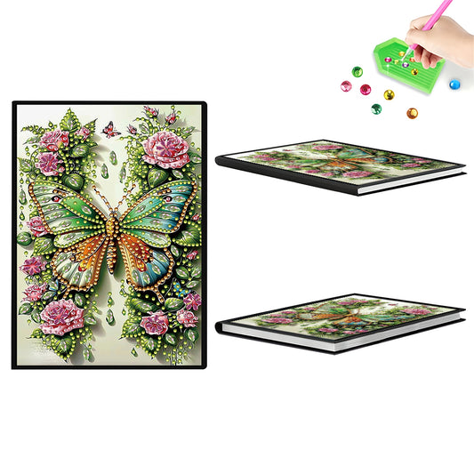50-Page A5 Butterfly Flower Diamond Painting Notebook for Adult Holiday Gift